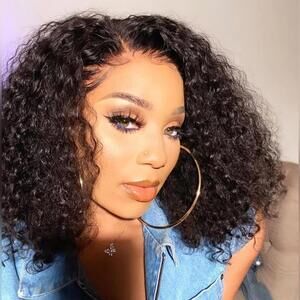 Bouncy Jerry Curly Hair  Pre-Plucked 13x4 Frontal 16 Inch 150% Density